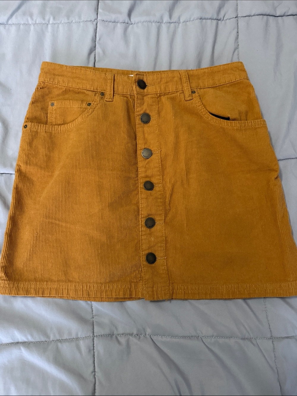 Billabong Mustard Corduroy Button-Front Mini Skirt
